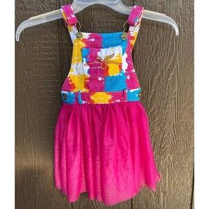 4t girls Apple bottoms pink tutu denim overall dress skirt